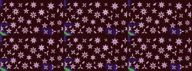 Modaya uygun kumaş deseni. Düz Çiçek Elementleri Tasarımı. Renkli Yaz Temalı eskiz kalıbı. Sevimli çiçek raster deseni.