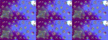 Sevimli çiçek raster deseni. Mor renkli çiçekler. Renkli Bahar Teması eskiz kalıbı. Düz Çiçek Elementleri Tasarımı.