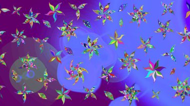 Yumuşak, bahar çiçekli arka plan. Çiçekli karalama şeklinde Raster çiçek deseni. Mor renkte çiçekler.