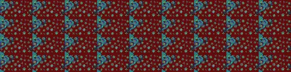 Bir sürü kırmızı ve soyut çiçekli tropik eskiz deseni. Renkli raster çizimi çizimi. Küçük çiçekte sevimli çiçek deseni var..