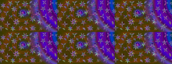 Raster deseni. Küçük çiçekteki sevimli çiçek deseni. Raster illüstrasyonu. Nazikçe, yaz çiçekleri kahverengi renklerde.