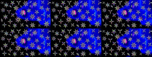 Yumuşak, bahar çiçekleri siyah renklerde. Çiçekli karalama şeklinde Raster çiçek deseni. Raster illüstrasyonu.