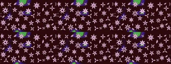 Tekstil, kumaş, ambalaj, hatıra defteri için hoş bir çiçek arkaplanı. Çocuksu tasarım. Kahverengi arka planda. Elle çizilmiş karalama çiçekleri ile Raster çizim deseni.