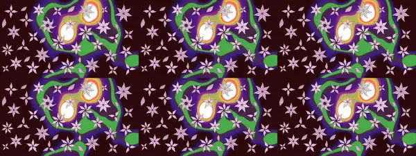 Raster düz çiçek çizim deseni. Kahverengi renkli çiçekler. Tasarım hediye paketi, tebrik kartları, posterler ve afiş tasarımı.