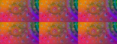 Düz Çiçek Elementleri Tasarımı. Şirin çiçek elementleri. Taslak desenli, modaya uygun kumaş deseni. Renkli Bahar Teması eskiz kalıbı. Raster illüstrasyonu.