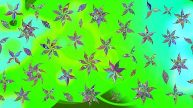 Küçük çiçekte hoş bir çiçek deseni var. Çiçeksel elementlerle süslenmiş zarif raster dokusu. Parlak çiçekli yeşil renkler üzerine soyut çizim deseni.