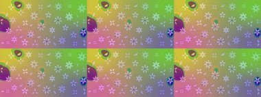 Taslak desenli, modaya uygun kumaş deseni. Şirin çiçek elementleri. Renkli Bahar Teması eskiz kalıbı. Düz Çiçek Elementleri Tasarımı. Raster illüstrasyonu.