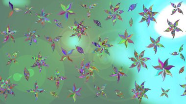 Raster illüstrasyonu. Yeşil yapraklı yabani çiçekler. Suluboya, elle çizilmiş. Taslak arkaplan deseni.