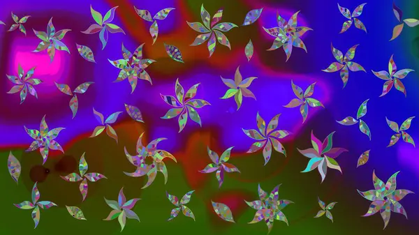 Mor renkli çiçekler. Raster illüstrasyonunda çiçek deseni çizimi.