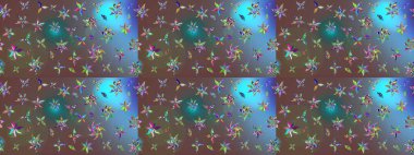 Renkli Bahar Teması eskiz kalıbı. Kahverengi renkli çiçekler. Raster illüstrasyonundaki çiçek desenli çizim. Düz Çiçek Elementleri Tasarımı.