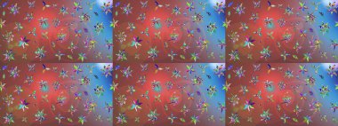 Raster illüstrasyonu. Klasik çiçek tasarımı elementleri. Kahverengi kıvırcık çiçekler kahverengi renklerde şekillenir.