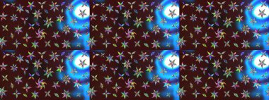 Sevimli çiçek raster deseni. Modaya uygun kumaş deseni. Renkli Yaz Temalı eskiz kalıbı. Düz Çiçek Elementleri Tasarımı.