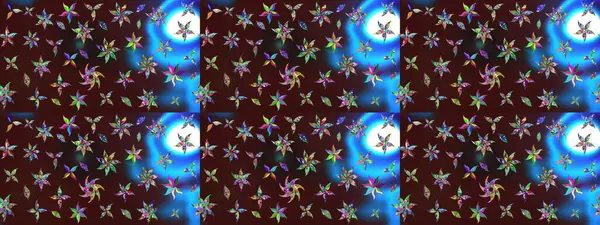 Sevimli çiçek raster deseni. Modaya uygun kumaş deseni. Renkli Yaz Temalı eskiz kalıbı. Düz Çiçek Elementleri Tasarımı.