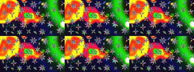 Raster illüstrasyonu. Gri renkli Asya tekstili. Çiçek desenini çiz.