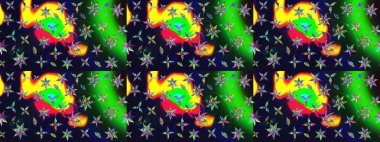 Çiçek ve yapraklı karalama şeklinde Raster çiçek deseni. Gri renklerde bahar çiçekleri. Raster illüstrasyonu.