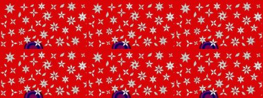 Raster düz çiçek çizim deseni. Hediye ambalaj kağıdı, tebrik kartları, posterler ve pankart tasarımı. Kırmızı renkte çiçekler.