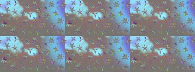 Düz Çiçek Elementleri Tasarımı. Renkli Bahar Teması eskiz kalıbı. Çiçekli çizim şekli. Gri renkli çiçekler.