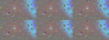 Raster. Gri renkli güzel çiçekli çizim deseni, suluboya çiçek deseni, duvar kağıdı, kart veya kumaş için fayanslı..