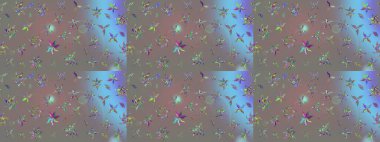 Raster illüstrasyonu. Gri renkli çiçekler. Tropikal çizim çiçek deseni.