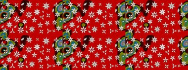 Çizim çiçek deseni duvar kâğıdı olarak kullanılabilir. Kırmızı renkte çiçekler. Raster illüstrasyonu.