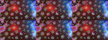 Tropik çiçek desenleri. Raster illüstrasyonu. Kahverengi renkte çiçekler.