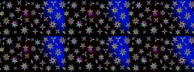 Asya tekstil tarzında. Renkli Bahar Teması eskiz kalıbı. Düz Çiçek Elementleri Tasarımı. Raster illüstrasyonu. Çiçek desenli çizim. Siyah renkte çiçekler.