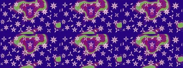 Mavi renklerde. Raster illüstrasyonu. Çiçekli güzel suluboya desen.