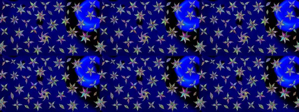Çiçek duvar kâğıdı. Çiçek arkaplan. Mavi renkli şirin tekstil tarzında. Raster illüstrasyonu. Renkli çizim deseni.