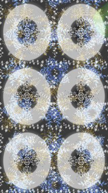 Kar tanelerinin soyut arkaplanlı Noel şablonu. Gri, nötr ve mavi renkler. Raster illüstrasyonu. Noel ve Yeni Yıl moda baskıları için tatil tasarımı.