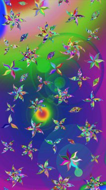 Düz Çiçek Elementleri Tasarımı. Renkli Bahar Teması eskiz kalıbı. Parlak arkaplan eskiz desenli çiçekli fantezi tasarımı.