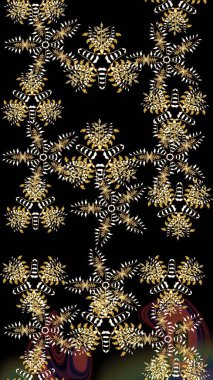 Raster illüstrasyonundaki çiçek desenli çizim. Düz Çiçek Elementleri Tasarımı. Renkli Bahar Teması eskiz kalıbı. Siyah renkte çiçekler.