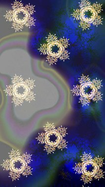 Kar taneleri izole edildi. Gri, mavi ve nötr renklerde kar tanesi süsü. Kar tanesi süsü Raster illüstrasyonu. Güzel süs eşyası..