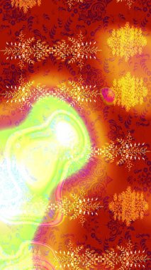 Kar tanesi süsü Raster illüstrasyonu. Kar taneleri izole edildi. Güzel süs eşyası. Kırmızı, turuncu ve sarı renkte kar tanesi süsü.