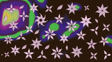 Kahverengi renklere karalama yapan çiçek desenli çizim. Raster illüstrasyonu.