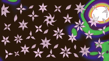 Raster illüstrasyonundaki çiçek desenli çizim. Raster illüstrasyonu. Kahverengi renklerde. Güzel kumaş deseni.