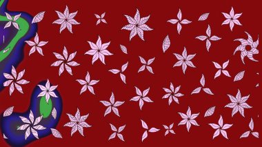 Robot resim. Raster illüstrasyonu. Küçük çiçekte sevimli çiçek deseni var..