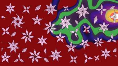 Kırmızı renkte çiçekler. Raster illüstrasyonu. Çizim çiçek deseni duvar kağıdı için kullanılabilir.