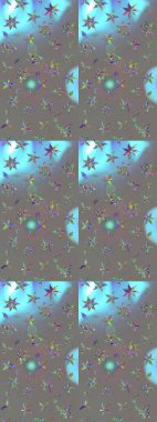 Tekstil için suluboya eskiz deseni. Şirin çiçekli, desenli, gri renkli bir eskiz deseni. El çizimi çiçek çizimi deseni (fayans)).