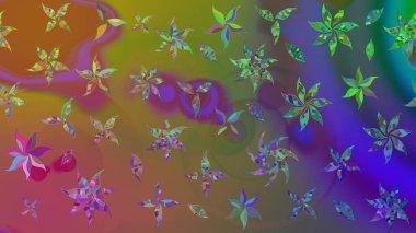 Raster illüstrasyonu. Raster deseni. Küçük çiçekteki sevimli çiçek deseni. Nazikçe, yaz çiçekleri kahverengi renklerde.