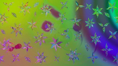 Çiçek tasarımı için inanılmaz bir kolaj cenneti tarzı. Çiçekli zambakların eskiz geçmişi. Parlak çiçekli kolaj çiçekleri yeşil.