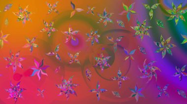 Raster düz çiçek çizim deseni. Kahverengi renkli çiçekler. Tasarım hediye paketi, tebrik kartları, posterler ve afiş tasarımı.