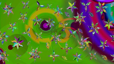 Desen, çizim, çiçek sınırı. Kıvırcık, parlak örgü. Raster illüstrasyonu. Eski moda arka plan. Güzel, parlak, pürüzsüz kumaş, tuval. Çiçeklerin çelengi.