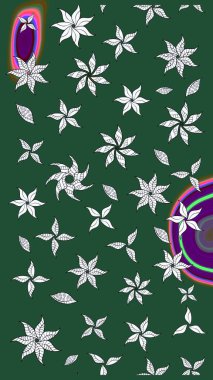 Çiçek deseni. Yeşil renkli çiçekler. Şatafatlı bahar bahçesi dokusu. Yeşil renkte çiçek çizimi. Raster illüstrasyonu.