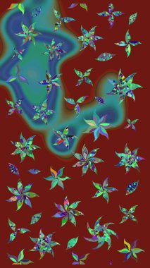 Kırmızı renkte çiçekler. Raster illüstrasyonunda çiçek deseni çizimi.