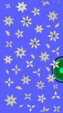 Tekrar eden çiçek arkaplanı, zarif mavi çiçek duvar kağıdı. Mavi renkler üzerine çiçek desenli çizimler, el yapımı papatyalar, papatyalar..