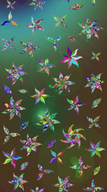 Yeşil renkli çiçekler. Raster illüstrasyonu. Küçük çiçekte sevimli çiçek deseni var..