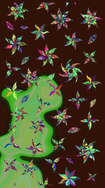 Kahverengi renkli çiçekler. Çiçek desenli eskiz. Tişört baskısı için çiçek boyama rasteriName.