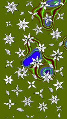 Renkli çizim kalıbı. Çiçek arkaplan. Yeşil renkli şirin tekstil. Çiçek duvar kâğıdı. Raster illüstrasyonu.