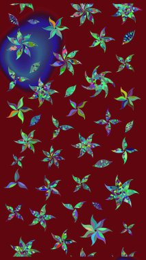 Moda baskıları için zarif bir şablon. Çiçekli yaz çiçekleri. Motley illüstrasyonu. Küçük renkli çiçekler. Robot resim. Küçük çiçekte şirin desenler.