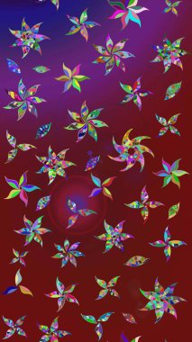 Yaz çiçekleri teması. Klasik çiçekler. Kırmızı renkler. Suluboya resim taklit Raster çizimi. El çizimi soyut süslü elementler.